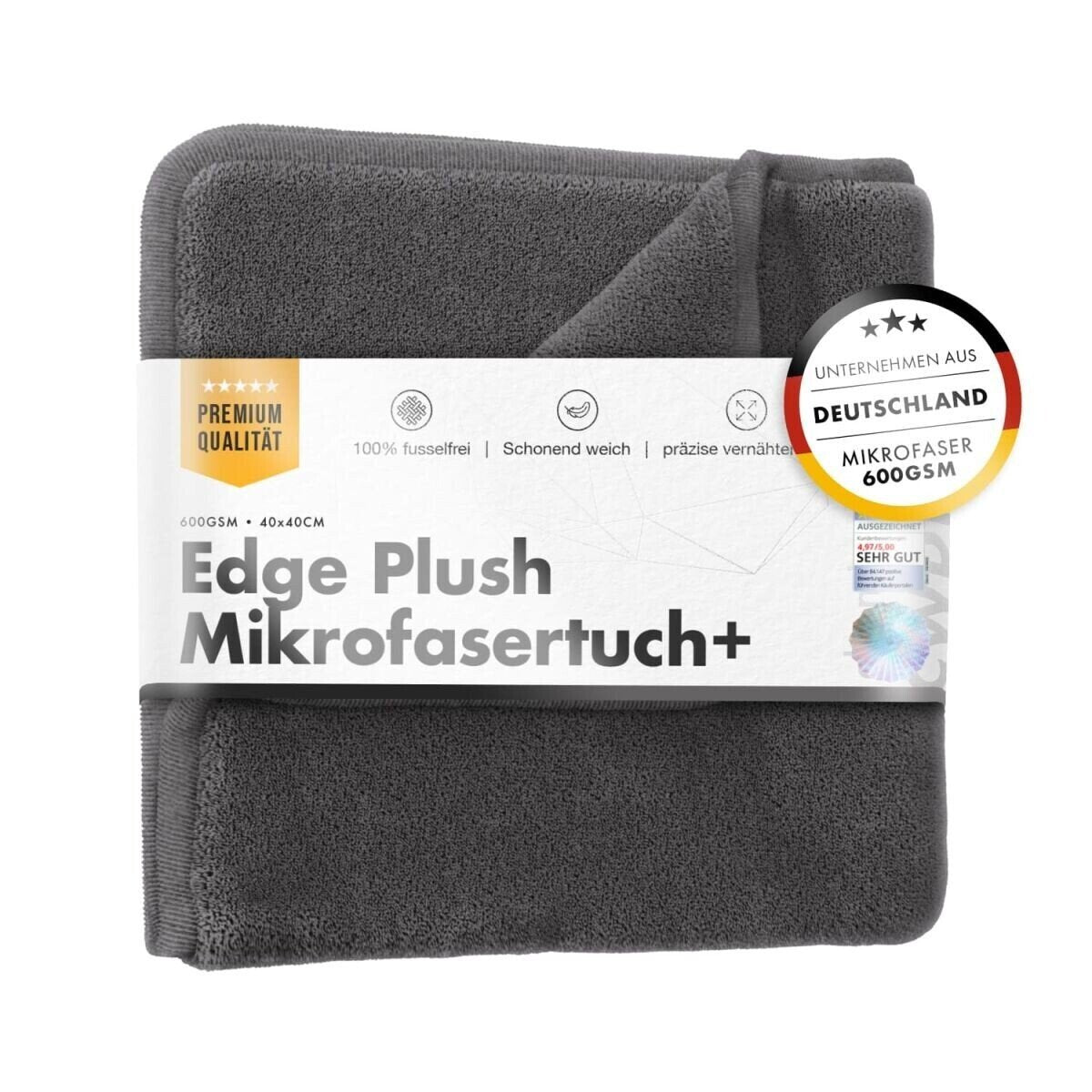 Chemicalworkz Edge Plush Mikrofasertuch 600GSM Grau 40x40cm