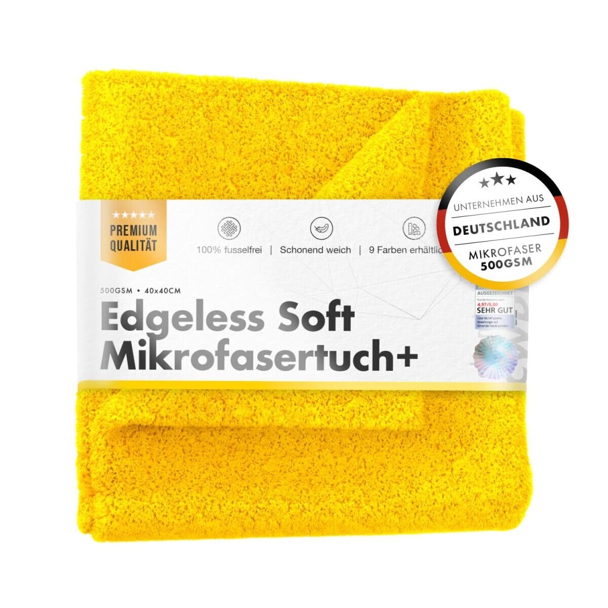 Chemicalworkz Edgeless Soft Mikrofasertuch 500GSM Gelb 40×40cm