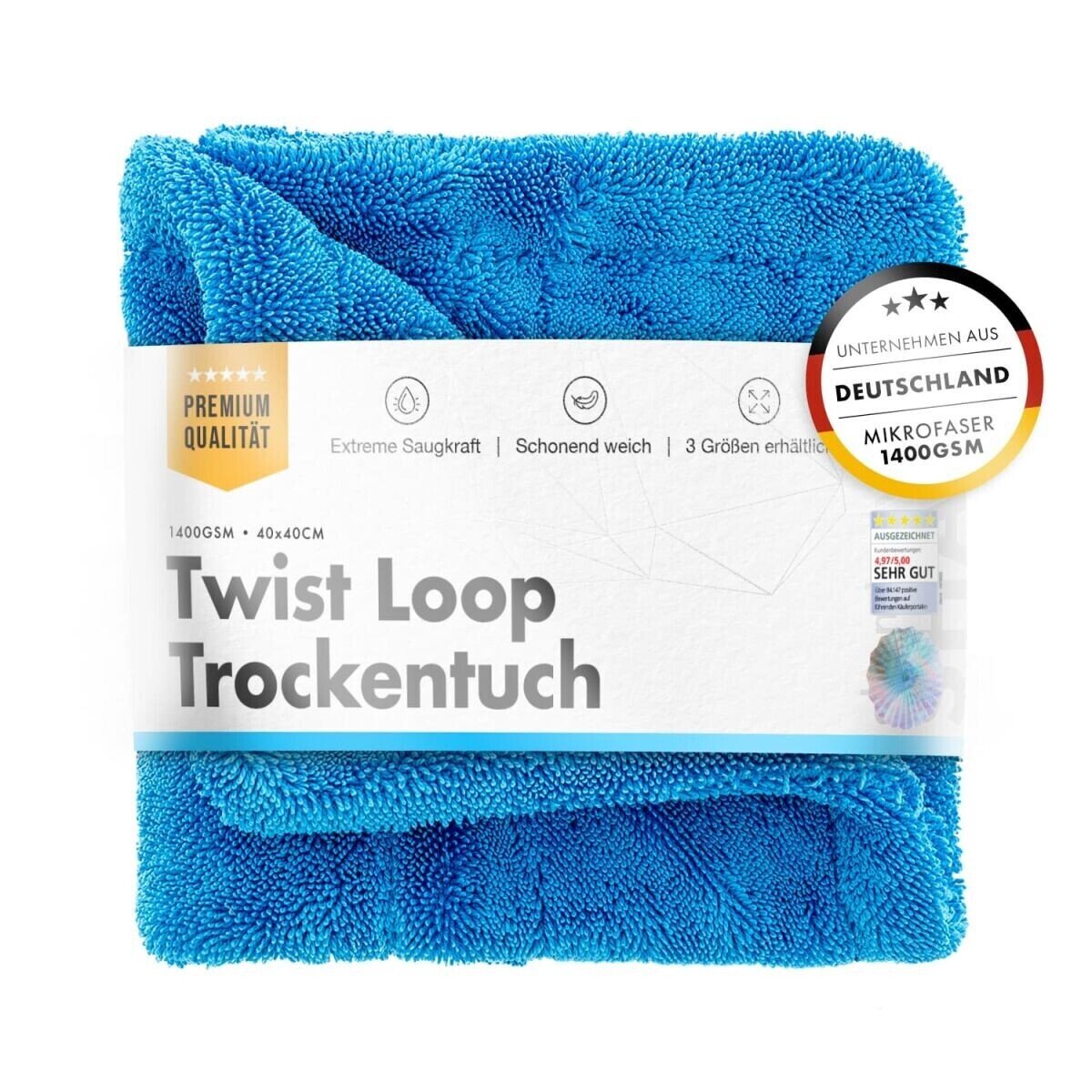 Chemicalworkz Shark Twisted Loop Trockentuch 1400GSM Blau  40x40cm