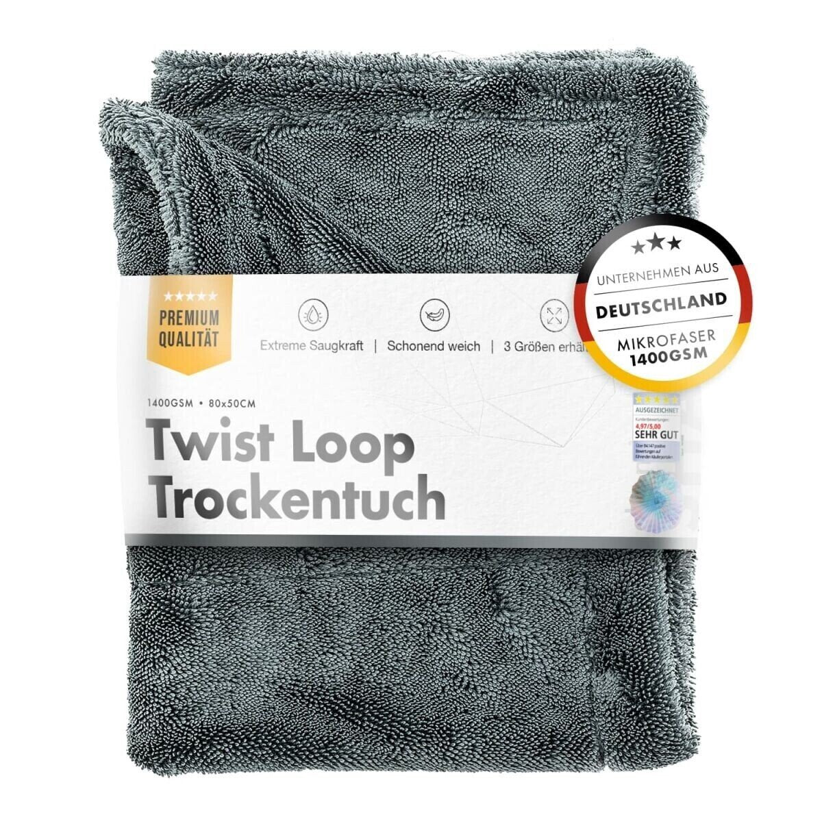 Chemicalworkz Shark Twisted Loop Trockentuch 1400GSM Grau 80x50cm