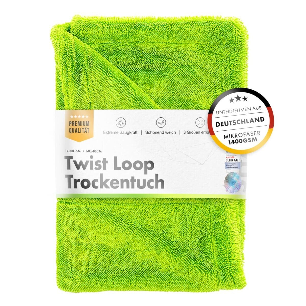 Chemicalworkz Shark Twisted Loop Trockentuch 1400GSM Grün 80x50cm