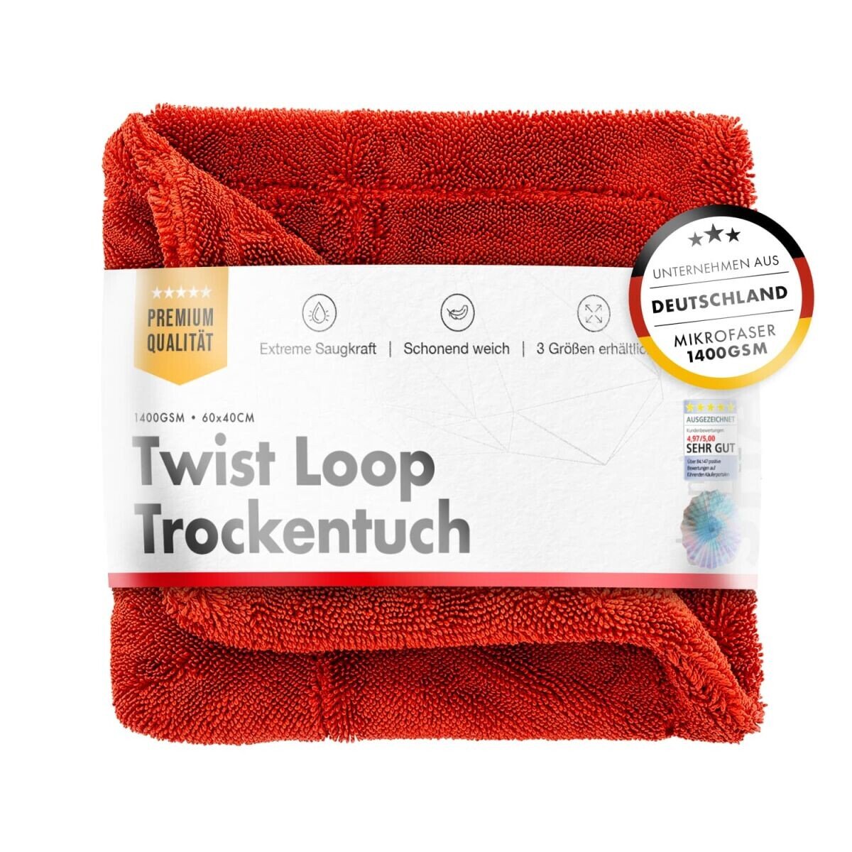 Chemicalworkz Shark Twisted Loop Trockentuch 1400GSM Rot 40x40cm